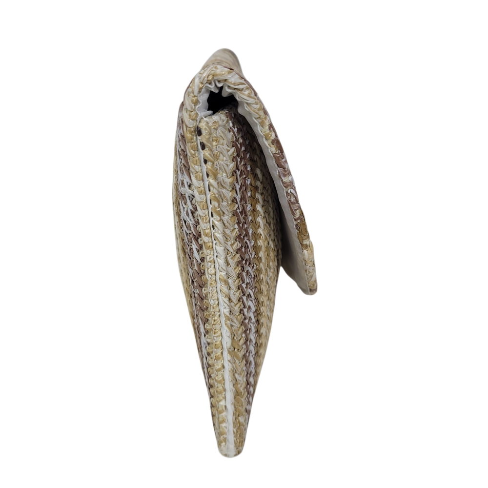 Women's Straw Woven Beach Boho Magnetic Envelope Clutch Multicolor Handbag - Picture 2 of 5